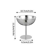 1 Set Stainless Steel Ice Cream Cup, Dessert Bowl, Round Pedestal Pudding Tray, Salad Fruit Yogurt Snack Candy Plate, Suitable For Party Use - Silver - View 7