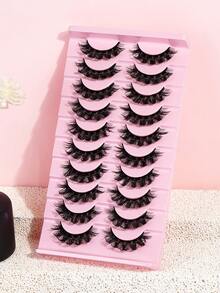 MAANGE 7/10/21 pares de pestañas postizas naturales cruzadas y rizadas CC, gruesas y rizadas, adecuadas para fiestas, maquillaje de dibujos animados, esenciales de viaje, incluye cepillo de cejas, cepillo multifunción opcional - Negro - Ver 4