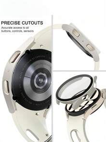 2pcs/Set Black Milanese Loop Magnetic Band & 2-In-1 Integrated Case Compatible With Samsung Galaxy Watch 7/6/5/4 (40mm/44mm), Premium Stainless Steel Mesh Bracelet With Strong Magnetic Buckle & Hard PC Bumper Case Built-In Tempered Glass Screen Protector - Black - View 4