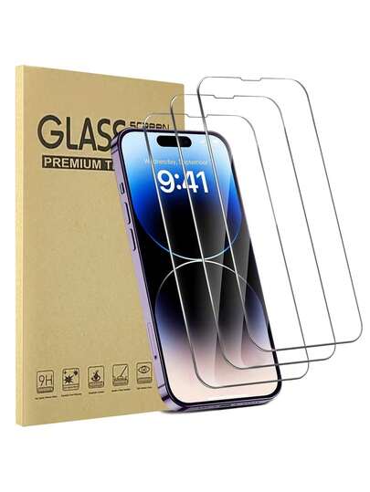 BOLLYMORE 3 piezas de protector de pantalla de vidrio templado de alta definición y antiarañazos para iPhone 17, 17 Pro, 17 Pro Max, 16 Pro Max, 16 - Regalo de primavera