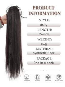 女士合成假发，捏直发，半扎瀑布马尾，时尚合成假发，适合女性日常佩戴和聚会场合。 - 彩色 - 查看 2