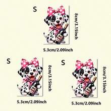 1pc/2pcs/3pcs Cute Polka Dot Puppy Pink Bow Bottle Heat Transfer Sticker - DTF Iron-On Patch, Suitable For T-Shirts, Hoodies, Jeans, Backpacks, Pillows | Easy To Apply, No Sewing Required - L - View 4