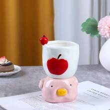 1个260毫升/8盎司陶瓷咖啡杯，可爱卡通小猪造型叠叠乐马克杯，适用于咖啡、果汁、牛奶等日常饮用。 - 彩色 - 查看 12