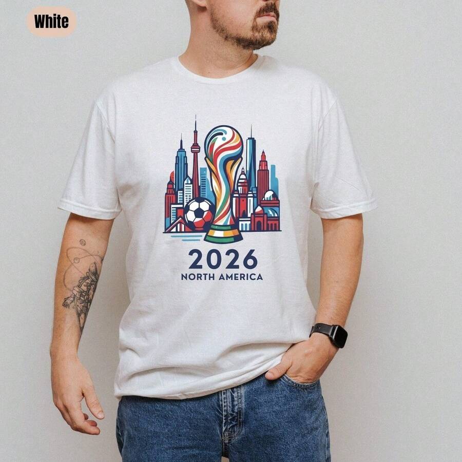 World Cup Shirt, USA World Cup Shirt, Soccer Fan Gift Shirt, Sports Apparel, Kids World Cup 2026 T-Shirt, Soccer Shirt, 2026 World Cup Tee - trắng - Xem 1