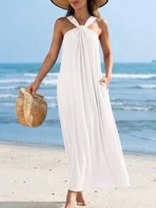 Women's Summer Dresses Casual Long  Sleeveless Strappy Loose Flowy Beach Vacation Wedding Guest Graduation  Maxi Dress - 白色 - 查看 4