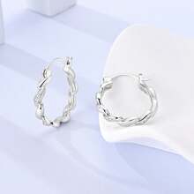 925 Sterling Silver Hoops Earrings Hypoallergenic Hoops Earrings With Zirconia Fashion High Quality Jewelry For Women Girls - Multicolor - View 9