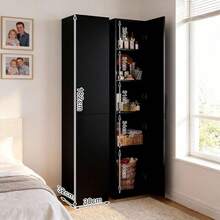 5 Capas Librero, Librero Organizador, Puerta Doble Alacena - Negro - Ver 3