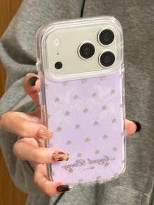 閃亮星星透明手機殼，適用於 iPhone 17 Pro Max、16、15、14、13、12 Pro Max、11，夢幻亮麗防摔保護殼，韓系風格禮物 - 紫底格紋星星 - 查看 5