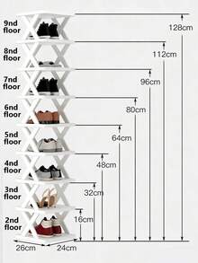 9-Tier Narrow Shoe Rack, Space-Saving Shoe Cabinet, Suitable For Entryway, Closet, Hallway, DIY Independent Shoe Organizer, Easy Assembly, Sturdy Structure, Black & White Options, Plastic Material, Consumable, Christmas Gift, Black Plastic Shoe Rack, Gift (2/3/4/6/8/9 Tiers) - Multicolor - View 7