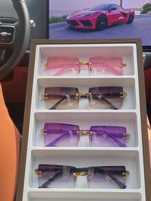 4 pares de gafas de moda sin marco rectangular para mujer - Multicolor - Ver 2