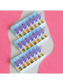 1Pc Travel Pill Box Double Row Portable Medicine Organizer With Lid Compartments, PP Plastic Storage For Travel, Car, Daily Use - View 6