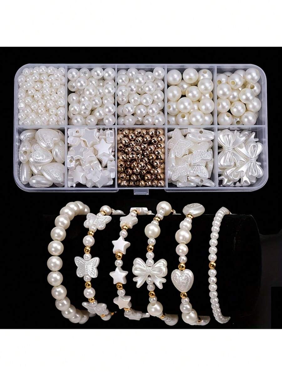 900pcs Acrylic Bead Set, Includes Star, Heart, Bowknot Designs, Suitable For DIY Jewelry Making, Crafts, And Phone Charms - WW-1 - View 1