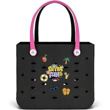 1pc X-Large EVA Rubber Tote Bag/Beach Bag, EVA Women's Fashionable Casual Shopping Bag, EVA Backpack Tote Bag, Washable, Durable, Lightweight Beach Tote Bag, Travel Tote Bag, Women's Picnic Shoulder Bag - Suitable For Beach, Pool, Vacation, Shopping, Camping, And Hiking. - 彩色 - 查看 19