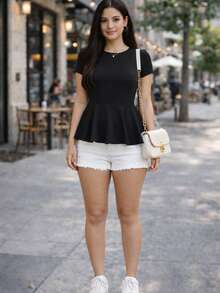 Top peplum versatil manga corta. - Negro - Ver 5