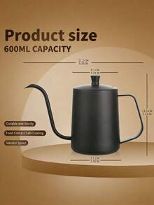 One-Piece Pour-Over Coffee Maker, 350ml & 600ml Stainless Steel Gooseneck Kettle With Lid, Coating, Slim Spout With Lid, Precise Water Control, Suitable For Home/Office/Camping/Travel, Drip Coffee Brewing Equipment. - Multicolor - View 4