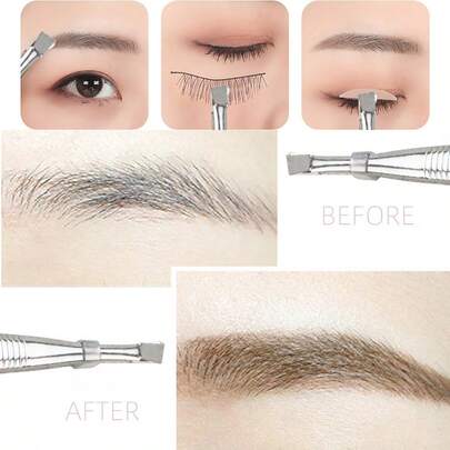 2pcs Stainless Steel Eyebrow Tweezers, Eyelash Curler, Beauty Tweezers, Angled & Straight Tip Depilation Tweezers, Eyelash Extension Tweezers, Eyebrow Tools, Mustache Grooming Tools, For Beginners Men & Women