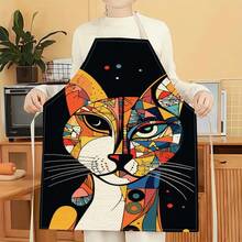 1pc Pizza Cat Pattern Apron, Creative Funny Fashion Printed Apron, Home Cleaning Apron, Easy Clean Kitchen Cooking Apron, Creative Home Apron - Multicolor - View 10