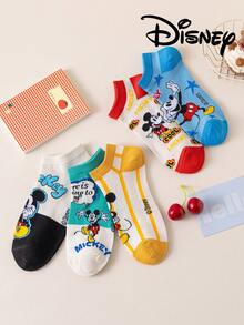 Disney 5双迪士尼男女通用短袜，米奇、米妮、唐老鸭、黛西卡通图案，新颖透气时尚袜，夏季礼物 - 彩色 - 查看 7