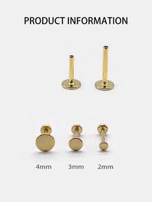 925 Sterling Silver Minimalist Geometric Round Nose Ring/Stud, Flat Bottom Nose Piercing Accessory - Single - View 6