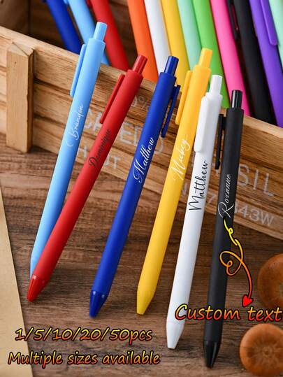 1/5/10/20/50pcs Customized Text/Logo Macaron Color Neutral Pen, Minimalist Push-Type Signing Pen, Ideal For Anniversary, Bridesmaid Gift, Personalized Luxury Advertising Pen With Engraved Text, Inspirational Pen For Employees, Teachers, Students, Weddings, Halloween Gifts, Coworkers