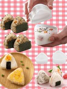 Bộ 3 khuôn làm cơm nắm hình tam giác, khuôn làm cơm sushi và rau cuộn, thích hợp để trang trí hộp cơm bento - Dụng cụ và phụ kiện nhà bếp, dùng cho nấu ăn tại nhà. - Xem 2