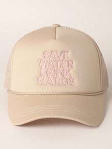 1 pieza Gorra de béisbol de malla ajustable con bordado exterior "SAVE WATER DRINK MARGS", adecuada para primavera/otoño, viajes, protección solar versátil, estilo Y2K, verano, playa, vacaciones, festival - gorra de béisbol - Ver 19