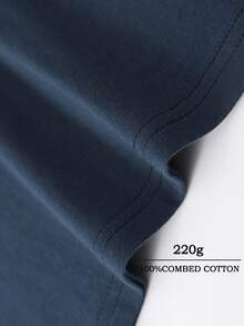 Gallery "ATK" Shirt,100% Cotton Printed T-Shirt,Stylish Design, Men's Graphic T-Shirt, Minimalist Design, Vintage Casual Style, Hip-Hop Style. Suitable For Outdoor Leisure Activities, Family Gatherings, And Dinners With Friends. - 藏蓝色 - 查看 3