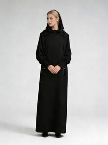 1件女士连帽长袍祈祷服，休闲宽松透气伊斯兰服饰，可作阿巴雅、希玛尔、卡夫坦、卡夫坦，适合日常穿着和送礼（抽绳颜色可能因生产批次不同而有所差异）春季 - 連帽長袍 - 查看 19