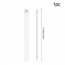 1 pieza Luz nocturna LED con sensor de movimiento ultra delgada de plata, inalámbrica, recargable por USB, adecuada para dormitorio, escaleras, armario, cocina - Plateado - Ver 12