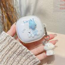新款卡通耳机保护套吊坠，适用于 Buds 6 Play/SE/8 Active 通用无线耳机保护套，Buds 6 Pro/8 Pro/8 Lite 新款保护套，无线蓝牙耳机保护套 Buds 6 Active/6/7s/6 Lite/5/6s 软壳耳机保护套，透明女款 - 星狗 - 查看 3