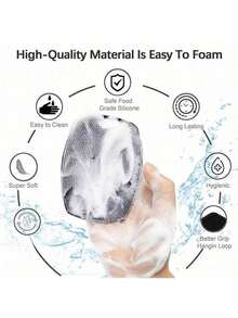 1pc Silicone Body Scrub Brush & 1pc Soft Body Scrub Brush | Handheld Shower Brush With Non-Slip Handle, Gentle Exfoliating And Massaging | Multi-Scene Applicable, Suitable For Bathing, Fitness, Camping, Travel, Bathroom Organization (Skincare, Body Scrub, Exfoliating Gloves) - A - View 5