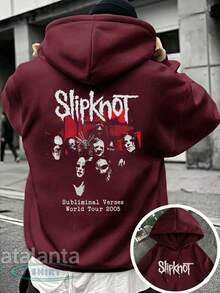 SKT Basic Kangaroo Hoodie With Rock Band Masks - Men's Streetwear - Various Colors - Street Style!!! We Have Plus Sizes!! - 紫紅色 - 查看 2