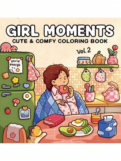 1 Piece Girls' Coloring Book For Adults And Children, Learning Supplies Toy, Suitable For Back To School Essential, Bold Simple Design, Relax The Mind, Christmas, Halloween, Birthday, Children's Day Gift