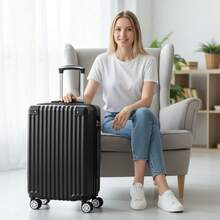 Expandable Carry-On Suitcase With Double Zippers, Durable ABS Structure, 4 Removable Wheels, 10kg Capacity, Carry-On Capacity, Adjustable Telescopic Handle, Secure Combination Lock - Dark Grey - View 7