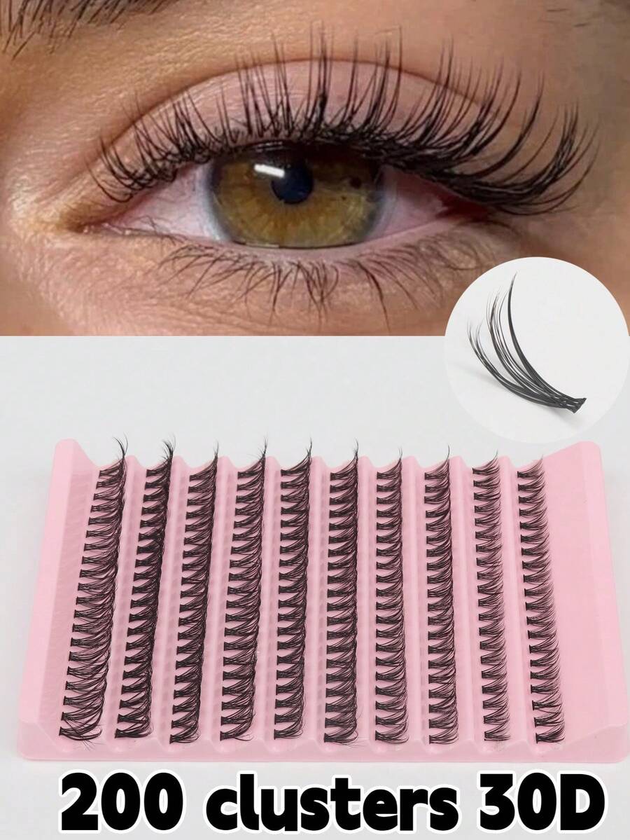200pcs 30D Faux Mink Lash Extension Kit - Soft & Natural Look, D Curl, 10-16mm Mixed Length, Reusable Self-Adhesive Lashes Suitable For Beginners, Daily, Party, Date, Wedding. Great Holiday Gift