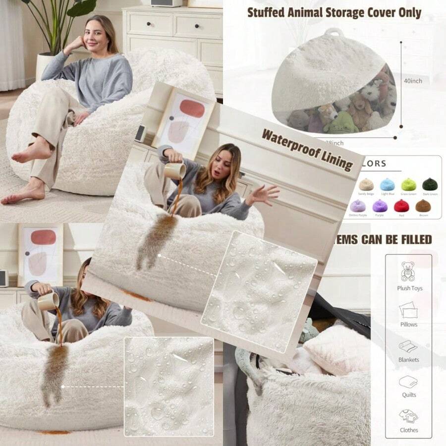 Puff para Guardar Peluches Solo Funda Fundas para Puf para Adultos Lavables A Mquina Puf Blanco Sin Relleno IncluidoDecoración de cuarto, Muebles, Herramientas para hombre, Muebles para cuarto - [AUTOMÓVIL CLUB BRITÁNICO - Ver 1