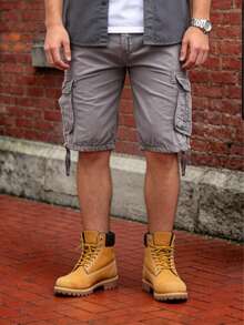 Men's Cargo Shorts Washed Cotton Casual  Multi Flap Pockets Lightweight Comfortable Summer Bottoms For Urban Streetwear Daily Commute Weekend Outings,Mens Clothes - Xám - Xem 2