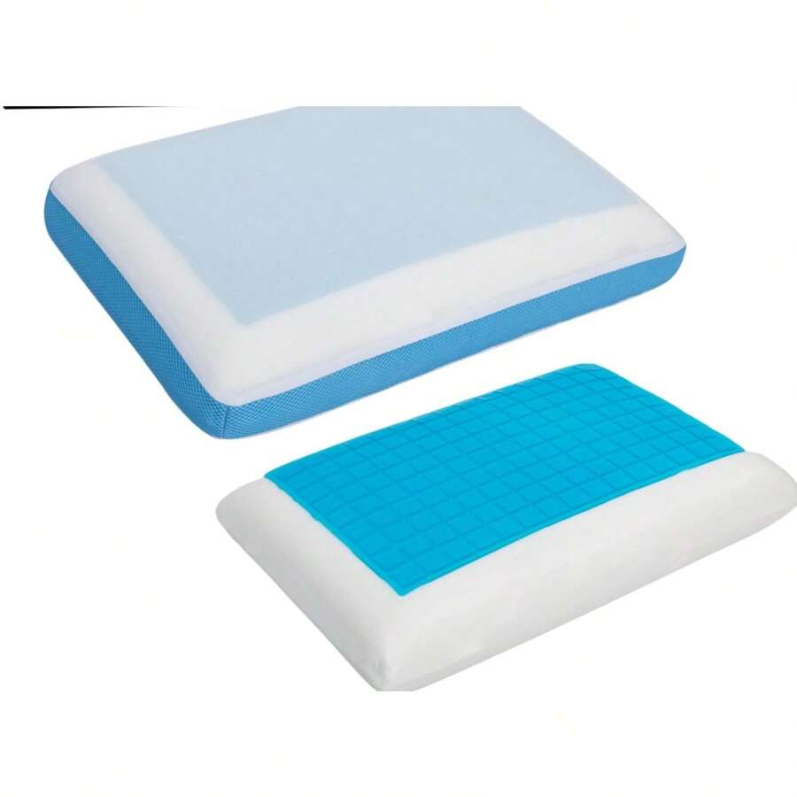 Memory Foam Pillows For Back Stomach Side Sleeper - Sleeping Travel Neck Gusseted Bed Pillow Gel Layer Provides Coolness Removable Washable Cover - trắng - Xem 1