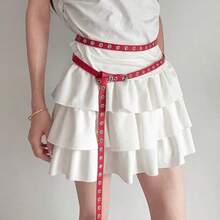 1条加长街头朋克风女士Y2K腰带，全孔金属孔眼PU皮革腰带，适合休闲、周末郊游、派对、音乐节、情人节、校园等场合。 - A - 查看 3