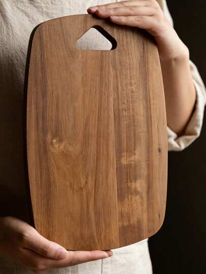 1pc Wooden Cutting Board, Kitchen Chopping Board, Hard Wood Cutting Board - Easy To Clean, Camping Cutting Board, Kitchen & Dining, Suitable For Meat, Cheese, Vegetables, Bread - Eid, Thanksgiving, Food Preparation, Natural Wood Grain Design, Ramadan Decor, Home Cooking, Reusable Tray, Eid, Valentine's Day