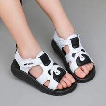 1双黑白平底凉鞋，时尚百搭舒适露趾婴幼儿沙滩鞋 - 白色 - 查看 8
