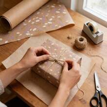 43cm X 3m (17" X 118") Natural Daisy And Lavender Gift Wrapping Paper Roll, Suitable For Various Occasions Such As Birthday, Valentine's Day, Wedding Party, And Wholesale Packaging - Multicolor - View 2