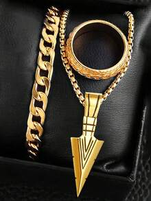 时尚男士朋克风箭头形合金吊坠项链 - 适合作为男友生日礼物，完美的珠宝和时尚搭配之选 - 箭頭項鍊 - 查看 3