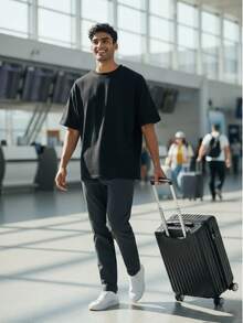 Expandable Carry-On Suitcase With Double Zippers, Durable ABS Structure, 4 Removable Wheels, 10kg Capacity, Carry-On Capacity, Adjustable Telescopic Handle, Secure Combination Lock - Dark Grey - View 3