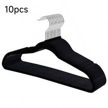 50pcs Black Velour Home Use Anti-Skid Clothes Hanger-Perfect For Various Clothing Items,Spring,Minimalist,Summer Tops - View 9