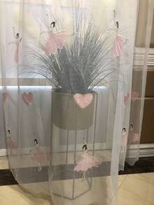 1pc Embroidered Tulle Curtain With Dancing Girl Design, Princess Style For Yoga/Dance Studio - Multicolor - View 8