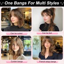 Women'S Realistic Clip-On Hair Topper With Bangs 3 Secure Clips, 360°Cover Top Hair Pieces 10 Inch Light Brown Straight Hairpiece For Bald/Thinning Hair - S6 - View 5