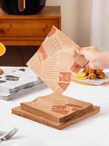 50/100/200张吸油纸，食品衬纸（15*15厘米），三明治包装纸，烘焙纸，防水防油托盘纸，面包/三明治/烧烤防油垫纸，烘焙/煎炸吸油纸，零食衬纸，英文报纸，托盘衬纸 - 彩色 - 查看 2