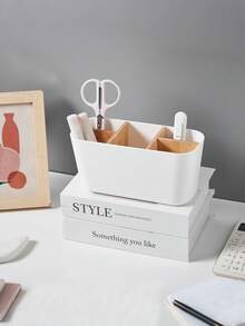 Soporte para cepillos de dientes de plástico negro con 5 ranuras y divisor, organizador de almacenamiento independiente para el baño para cepillos de dientes, pasta de dientes, maquinillas de afeitar, decoración de estilo moderno para encimera, baño/sala de estar/almacenamiento en el hogar - Multicolor - Ver 8