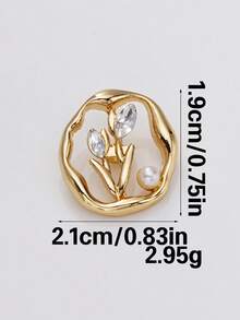 Bộ 6 nút kim loại hình bó hoa đính đá và ngọc trai, thích hợp trang trí váy cưới, vest, áo khoác, áo len, quần áo nữ, đồ thủ công DIY, hộp trang sức, giày dép, mũ. - nhiều màu - Xem 7